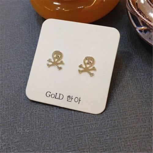 Fashion Cute Skull Warning Signs Earrings Punk style Skeleton Earring Studs Female Earrings