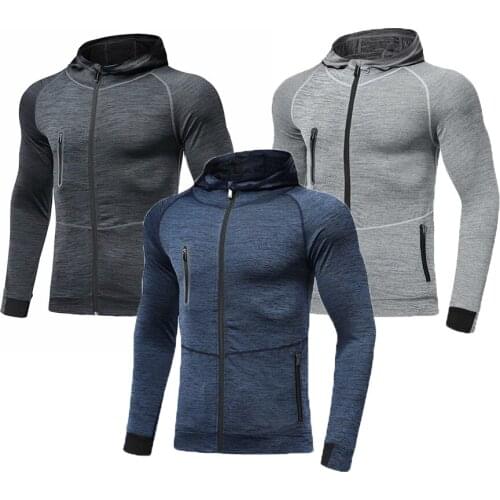 Men Autumn Hooded Sports Coat Quick-dryingworkout Running Fitness Training Athletics Gym Zipper Casual Hoodie Coat