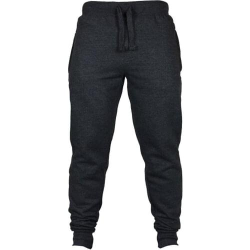 Men Sporty Solid Color Waist Drawstring Jogging Fitness Trousers Skinny Pants