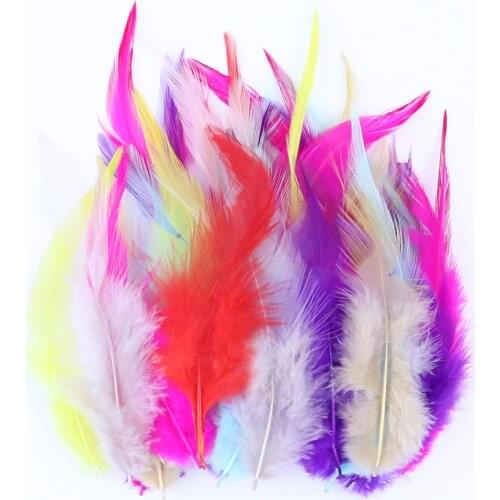 50PCS Natural Rooster Feathers DIY Fly Tying Materials Carnival Clothes Accessory Jewelry Decoration Dyed Chicken Plumes Crafts
