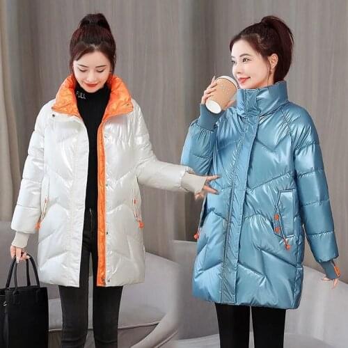 New Winter Warm Thicken Jacket Glossy stand-callor Coat Women Parka Jacket 2021 Woman Clothing Casual Parkas Winter Coat