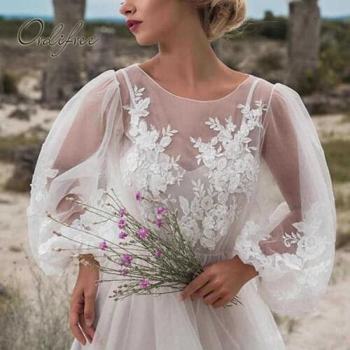 New round collar bubble sleeve mesh embroidered dress wedding dress Bridesmaid Dresses YZ-GZSC-0012 Dresses