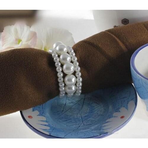 New Shiny Pearls Napkin Rings For Wedding Favor Supplies Party Table Decoration Accessories Top Quality Free Shipping