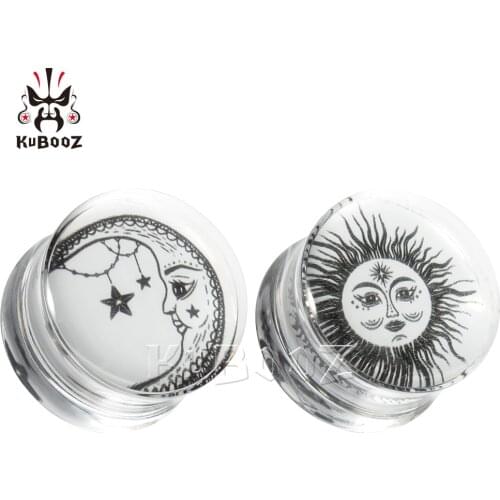 Wholesale Price Fashion Sun Moon Transparent Acrylic Ear Plugs Tunnels Piercing Body Jewelry Earring Expanders Stretchers 38PCS