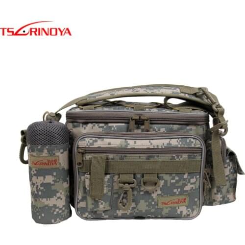 TSURINOYA 27*10*20cm Portable Fishing Bag Multifunctional 600D Fishing Lure Reel Shoulder Waist Backpack Bag for Carp Pesca