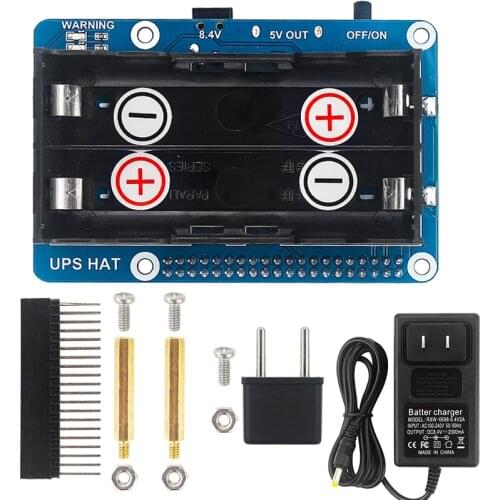 Raspberry Pi UPS Power Supply Module HAT + GPIO Pin + Power Supply Stable Current Output for Raspberry Pi 4B/3B+/3B (No Battery)