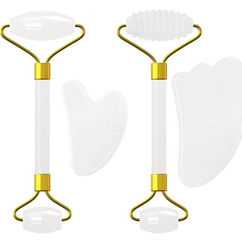 White Jade Face Roller Gouache Scraper for Fical Massage Skin Care Body Gua Sha Massager Real Natural Stone Face Care Tools