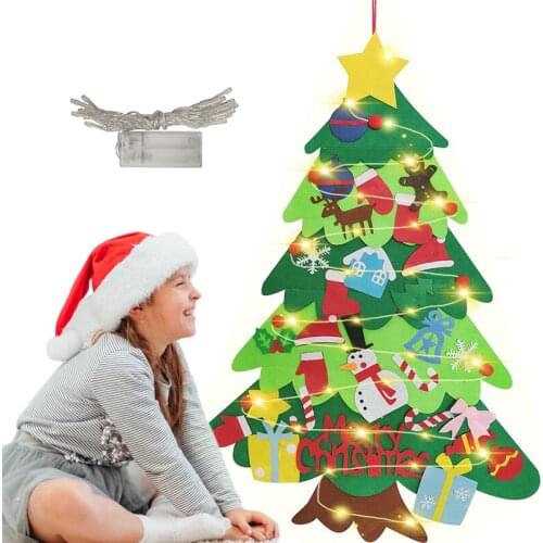 Christmas Party Decoration New Year DIY Christmas Tree Crafts Toys Felt Snowman with Ornaments Christmas Tree Kids Toy