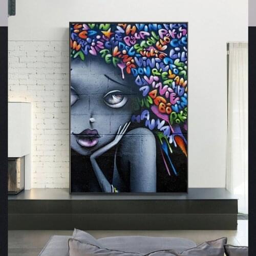 Modern Wall Graffiti Art Prints Lovely Girls Canvas Paintings On The Wall Street Art Canvas Abstract Wall Pictures Home Decor