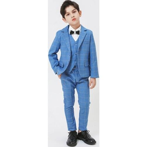 Flower Boys Formal Anzug Suit Kids Wedding Birthday Party Dress Jacket Vest Pants 3pcs Child Tuxedo Prom Performance Costume