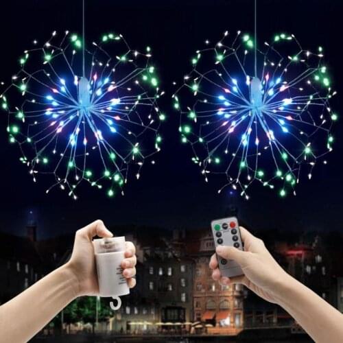 DIY LED Fairy String Light Firework Copper Hanging Starburst String 100/120/150/200Leds Garland Home Street Christmas Decoration