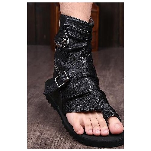 Trendline outdoor casual sandals high-top shoes Roman breathable leather flip-flops beach shoes fashion runway hipster
