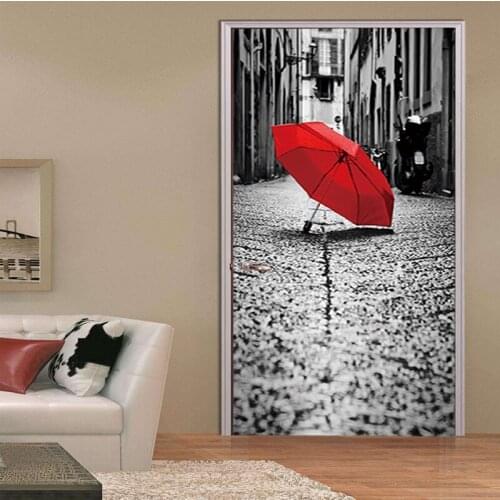 2 pcs/set Vinyl Wallpaper Mural PVC Wall Decor Stickers DIY Small Living Room Furniture Baby Room Self Adhesive Wallpaper Door