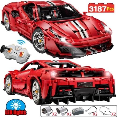 C61042 RC High-tech MOC 3187Pcs Super Racing Car Model Building Blocks Bricks Toys For Children C61042W Montessori