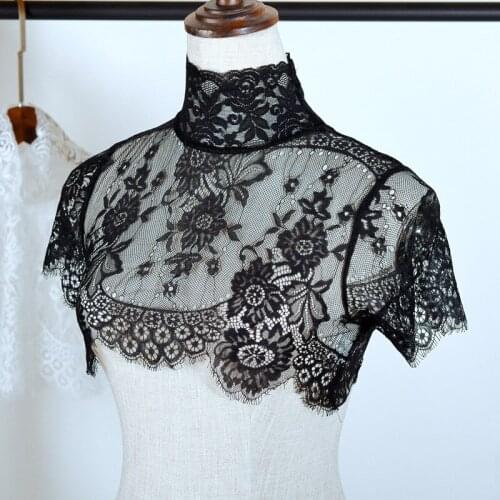 Women Stand-up Fake Collar for Women Half Shirt Blouse Tops Short Sleeve Crop Tops False Collar Embroidery Detachable Collar