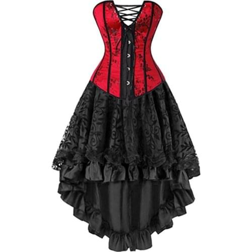 Steampunk Gothic Corset Dress Vintage Bustier Top Waist Trainer Overbust Body Shapewear Women Modeling Strap Belly Sheath Slim