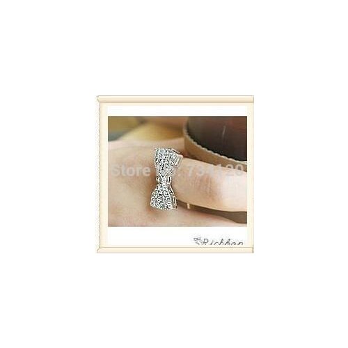 Cute Bow Bowknot full Drill Index Finger Ring 2021 New Korean Jewelry Wholesale for women
