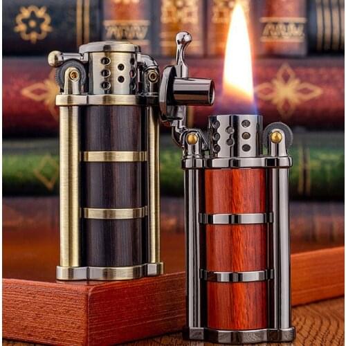 Zorro Hollowed Armor Sandalwood kerosene lighter creative windproof wooden play collection GASOLINE smoking gift for men