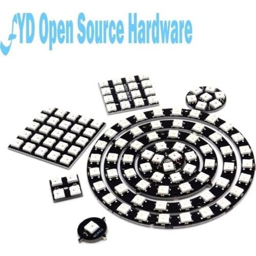 1/3/4/7/8/12/16/24/32/61/64 WS2812 5050 RGB LED built-bit full color lights circular drive
