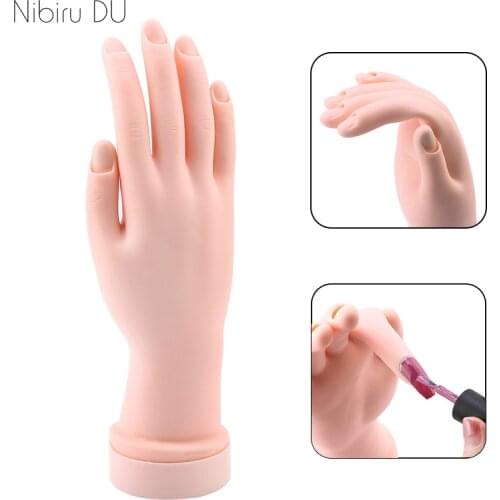 1Pcs Hand Silicone Model PVC Soft False Nail Tips Tools For Nail UV Gel Polish Drawing Painting Practice Salon Manicure Tools