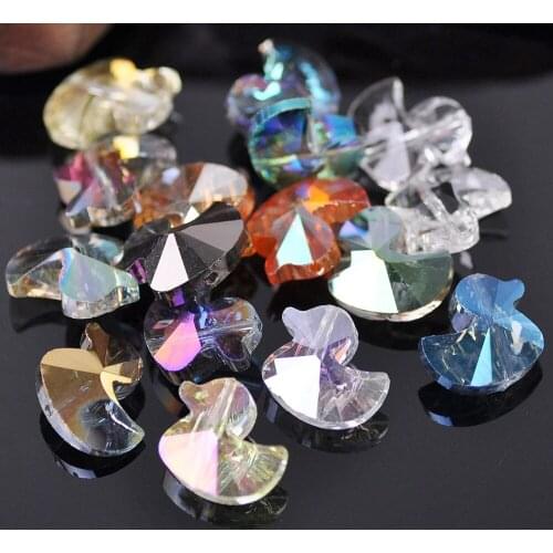 10pcs 14x12mm Duck Shape Faceted Crystal Glass Loose Beads for Jewelry Making DIY Crafts