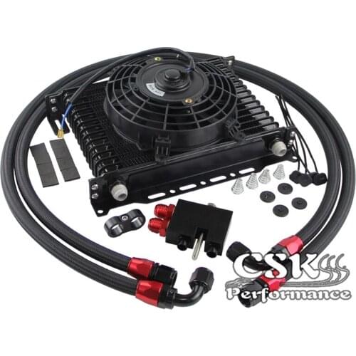 15 Row AN10 Oil Cooler w/Electric Fan Kit For BMW 3 Series N54 335i E90 E92 E93