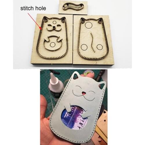 3pcs Japan Steel Blade DIY leather craft cute cat card holder bag die cutting knife mould hand machine punch tool set 115x78mm