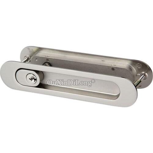Brand New Recessed Sliding Door Lock Mortise Hook Lock Set Invisible Hidden Brass Cylinder Push/Pull Door Lock with Key / No Key