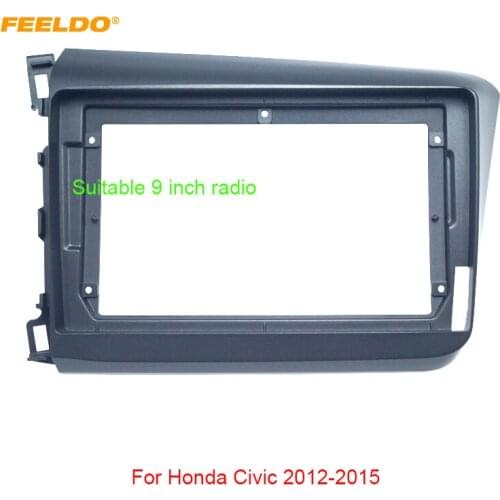 FEELDO Car 2DIN CD/DVD GPS Navigation Fascia Frame Adapter For Honda Civic 12-15 9" Audi Dash Panel Frame Installation Trim Kit