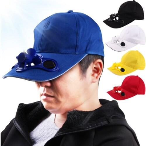 Summer Women Men Solar Panel Powered Fan Cooling Baseball Cap Fashion Unisex Switch Fan Cool Outdoor Caps CP0016