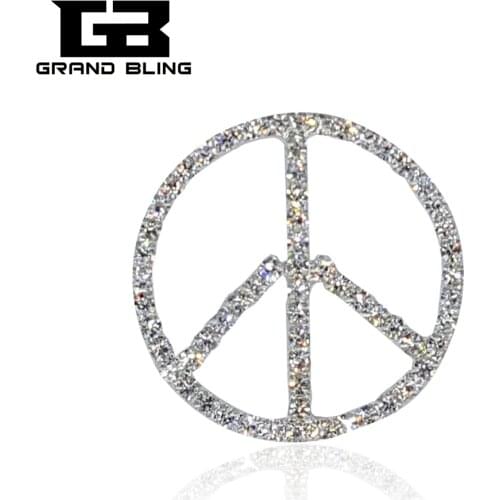 Hand-made Bling Rhinestone Peace Sign Brooches Jewelry