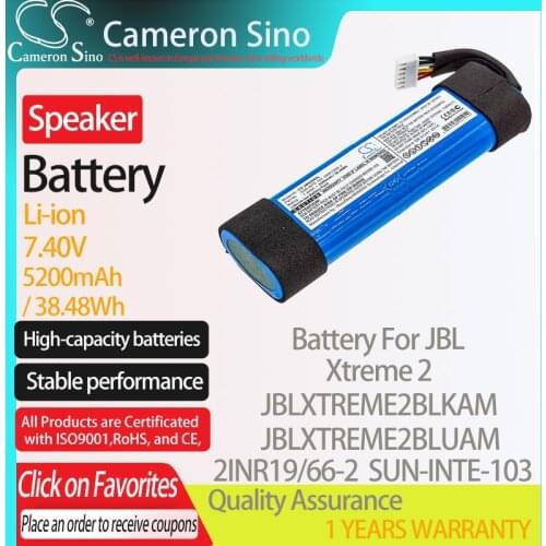 CameronSino Battery for JBL Xtreme 2 JBLXTREME2BLKAM JBLXTREME2BLUAM fits JBL 2INR19/66-2 SUN-INTE-103 Speaker Battery 5200mAh