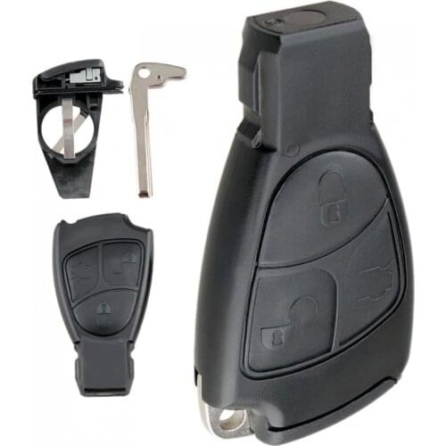 Car Key Fob Case Shell Replacement Smart Insert Key Remote Cover with Balde and Battery Holder for Mercedes-BenzC M B E SL CL