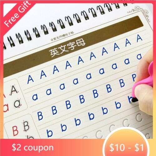 Children 3D Groove Practice Copybook Reusable Handwriting Calligraphy Book for kids Learning English Alphabet Writing Copybook