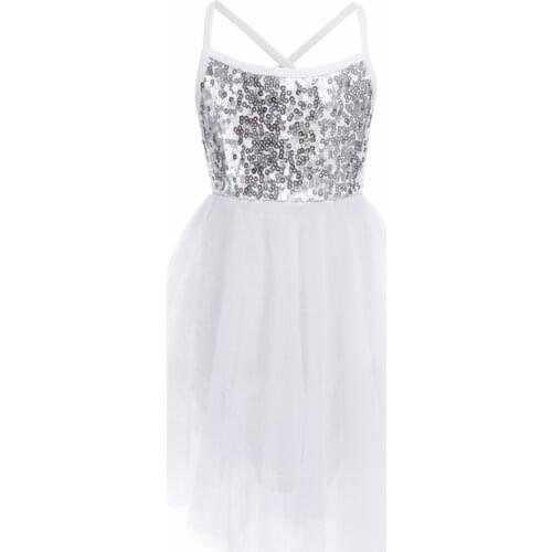 Professional Girls Ballet Tutu Dress Sequins Tulle Skirt Sleeveless Kids Dance Gymnastics Leotard Teens Lyrical Dance Costumes