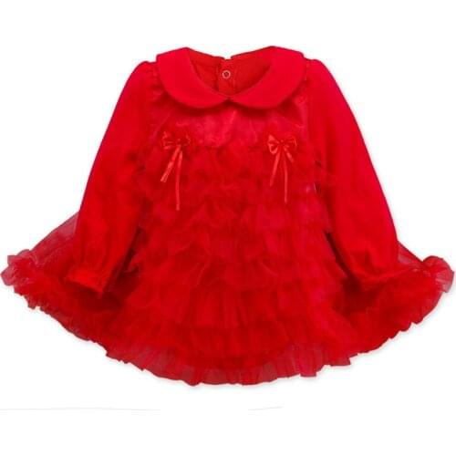 Flower Round Neck Dress Baby Kids Girls Long Sleeve Autumn spring Hot Selling Comfortable Soft Simplicity Mesh Romper Dresses