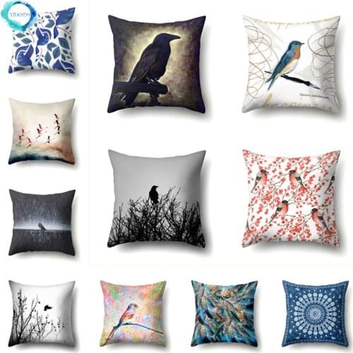 Animal Birds Printed Decorative Polyester Cushion Cover Home Sofa Couch Decor Throw Pillow Case 45X45CM Fundas De Cojin
