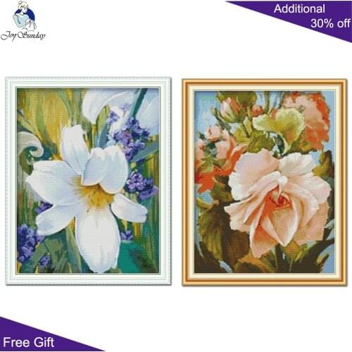 Joy Sunday Lily Malus Crabapple Cross Stitch H804 H805 14CT 11CT Stamped and Counted Home Decor Flowers Cross Stitch Kits