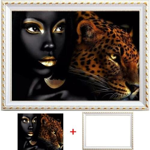 Framed DIY Diamond Painting 5D Beauty Leopard Diamond Art Embroidery Animal New Arrival Mosaic Home Decor
