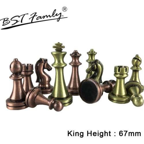 Kirsite Electroplating Technology Chess Pieces High Grade King Height 67mm Chess Game Set Bronze Chess Piece BSTFAMLY IA3