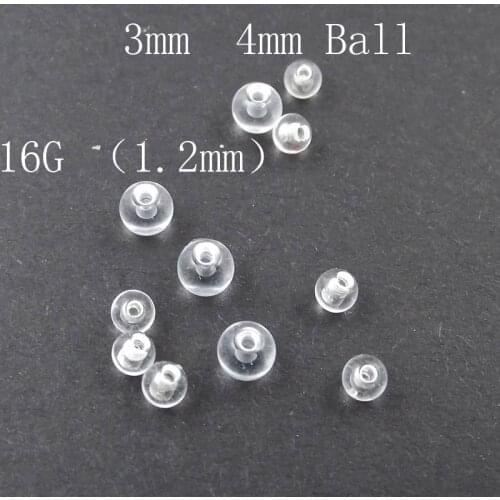 2 Pieces 14G Clear Arylic Balls Replacement lip ring Eyebrow Body Piercing Jewelry
