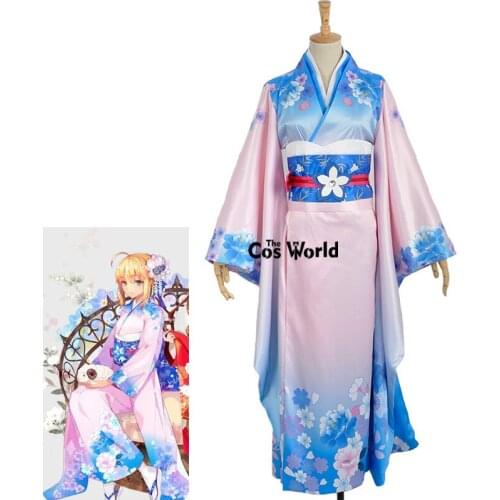 Fate Zero stay night Saber Arturia Pendragon Kimono Yukata Dress Uniform Outfit Anime Cosplay Costumes