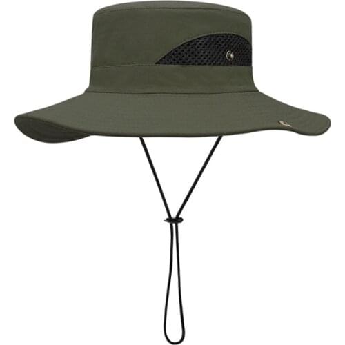 Men Sun Hat Outdoor Fishing Cap Wide Eaves Anti-Uv Beach Caps Women Barrel Hat Summer Hiking Camping Bucket Hat Cowboy Fishing