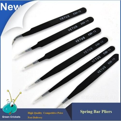 6pcs ESD10-15 Stainless Steel esd tweezer Kit , 6 Types jewelry and watch Makers Repair tools Netus Tweezers Set