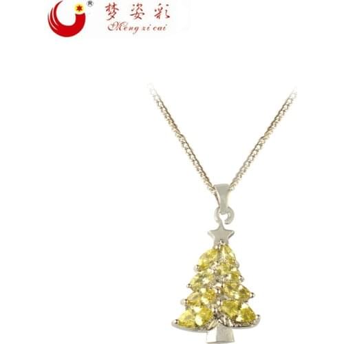 2020 New white Zircon Christmas tree pendant Necklace for Women Parure Bijoux Femme Nereides Bridal Fashion Jewelry Choker Gift