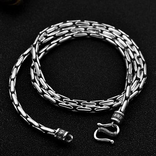 2020 new S990 pure silver jewelry man necklace snake bone chain couple models solid Thai silver personality fashion necklace