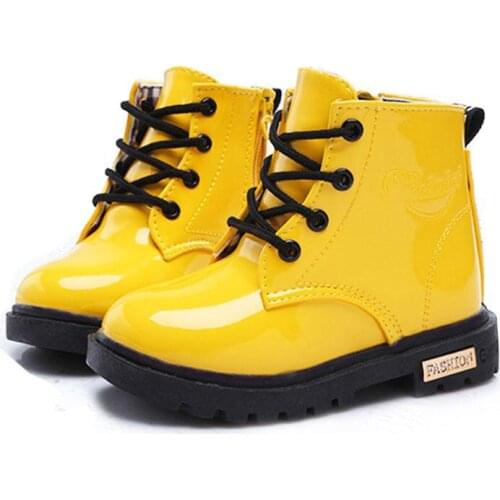 New Winter Children Shoes PU Leather Waterproof Martin Boots Kids Snow Boots Brand Girls Boys Rubber Boots Fashion Sneakers