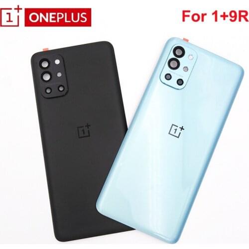 Original Oneplus 9R Back Battery Cover Rear Door One Plus 9 R Housing Case Repair Replacement Parts For 1+9R & Camera Lens Frame