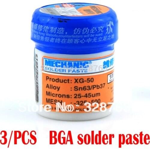 Superior quality New 3PCS/Lot 100% Hong Kong MECHANIC BGA Solder Flux Paste Soldering Tin Cream Sn63/Pb37 25-45um XG-50 42g