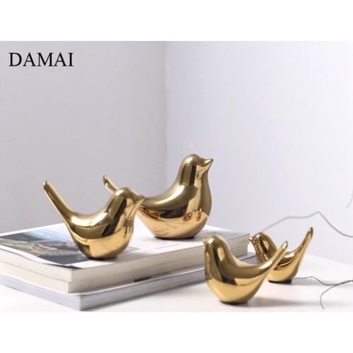 Gilded Bird Ceramic Figurine Golden Animal Decor Porcelain Ornaments Coffee Table Desktop Decorative Statue Home Decoration